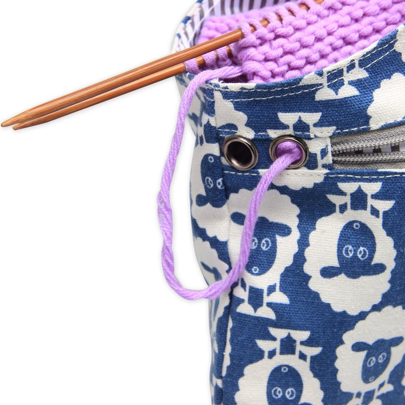 Teamoy Knitting Tote Bag, Travel Project Wrist Bag for Needles(14inches), Yarn and Crochet Supplies, Lightweight, Perfect Size for Knitting on The Go (Large, Sheep) - Image 4